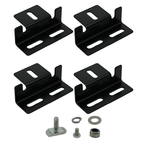 12 Volt Direct - Roof Rack Mounting Brackets for Solar Panels Black Set of 4
