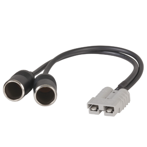 50A Anderson Style Plug to Twin Cigarette Socket Adapter Cable Lead