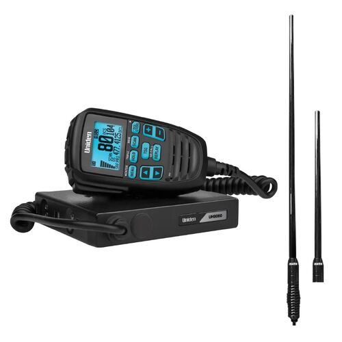 Uniden UH9060 Mini Compact UHF CB w/ AXIS AKU4TWIN 4dB + 7dB Antenna Bundle Kit