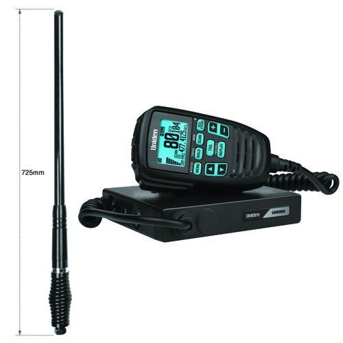 Uniden UH9060 Mini Compact UHF CB w/ AT970BKS 3.0 dBi Gain Antenna UH90604X4 4X4